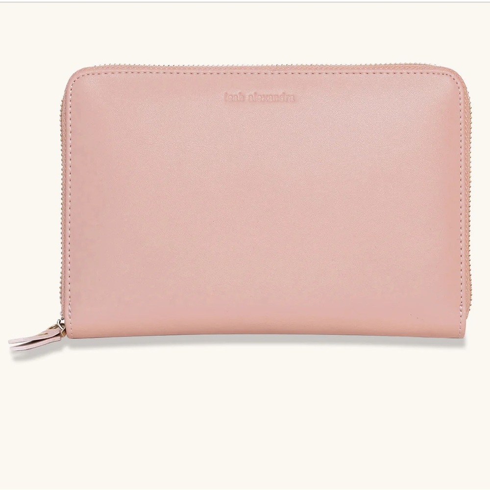 Leah Alexandra Travel Jewelry Leather Wallet in Pale Pink Blush